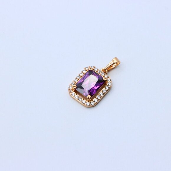 "Purple Crystal Rose Gold Pendant with Sparkling White Stone Frame, XPPT1274 - Picture 11 of 13